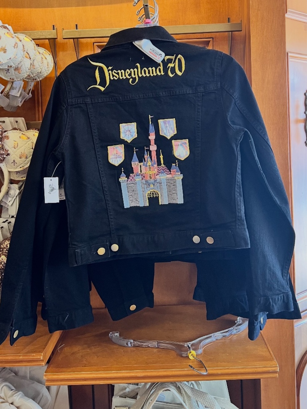 Disneyland 2025 70th Anniversary Black Castle Denim Jacket